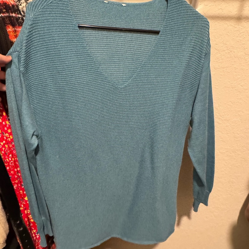 Women's Blue V-Neck Sweater